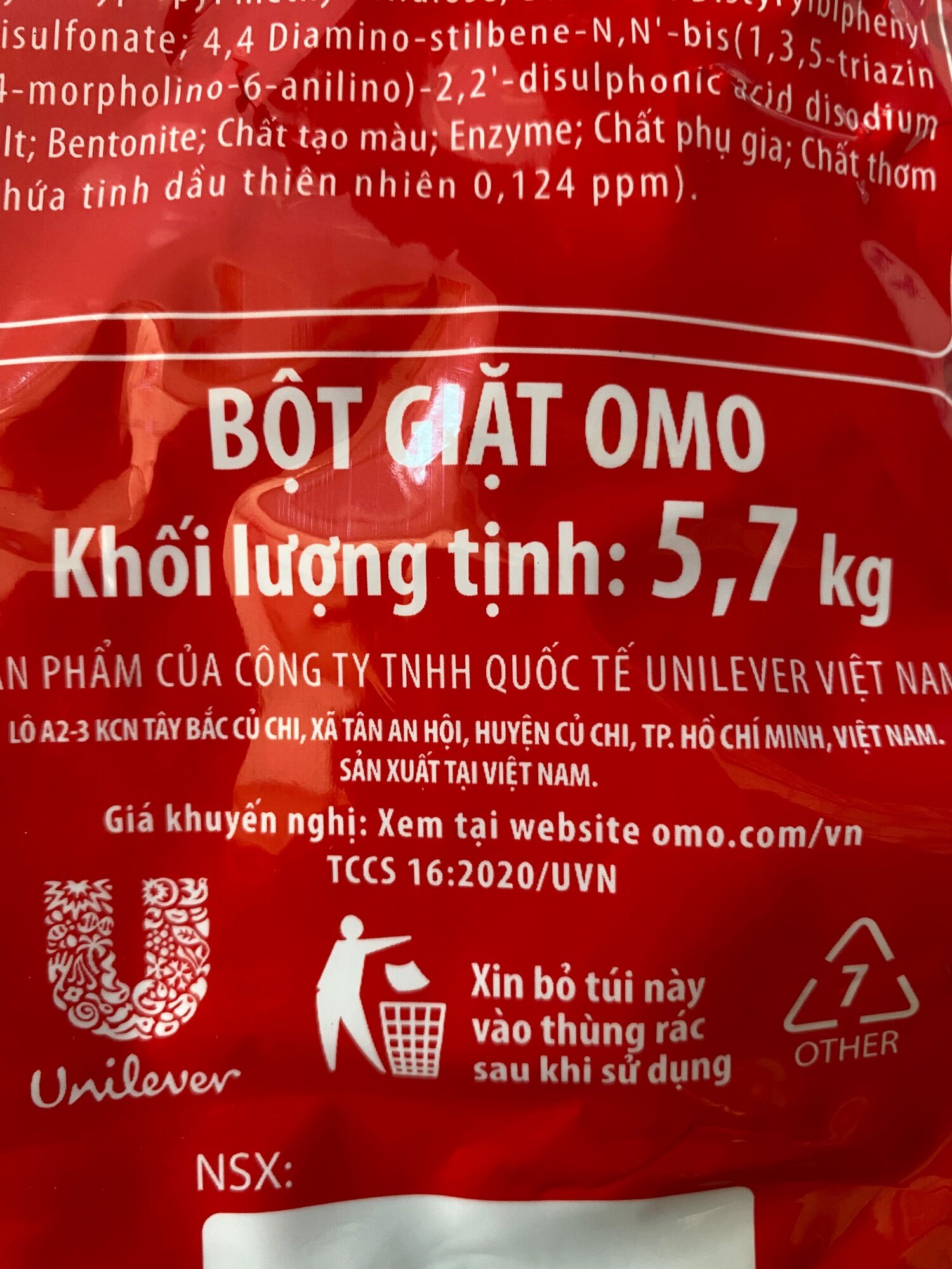 Bột Giặt OMO Sạch Cực Nhanh 5,7kg