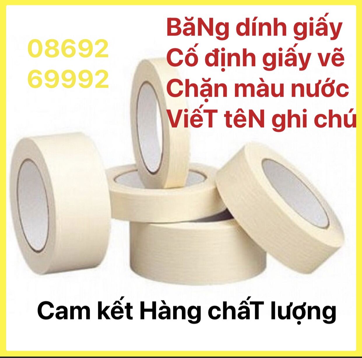 Băng keo giấy đủ các sizi 5cm x 2cm x 1cm x 10m.