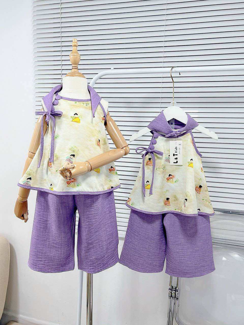 Set Yếm Tím Kèm Khăn Siêu Cưng Bé Gái