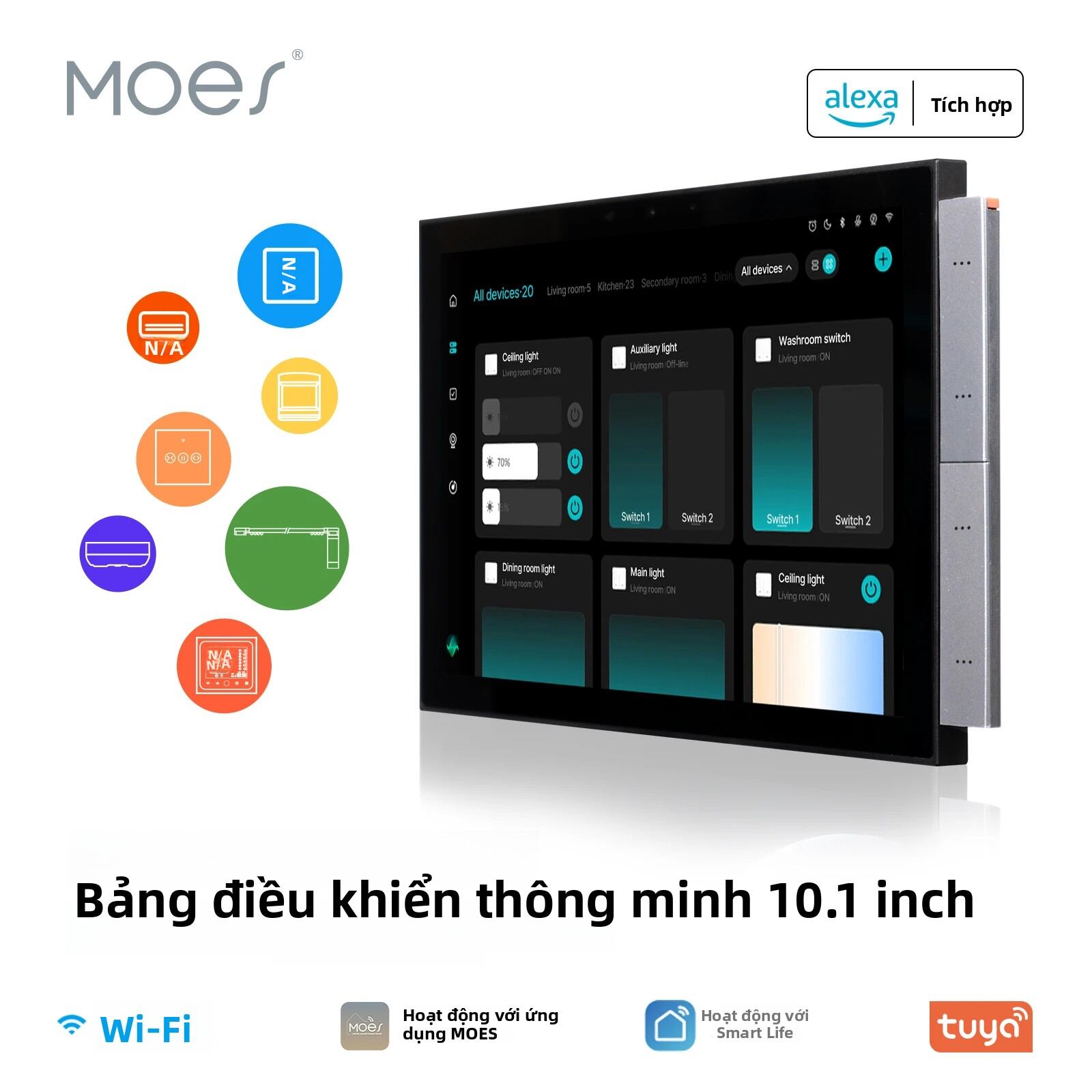 Bảng Điều Khiển Nhà Thông Minh MOES Tuya 10.1 Inch Màn Hình Cảm Ứng, Tích Hợp Bluetooth, Zigbee Gateway, Hỗ Trợ Đàm Thoại Nội Bộ, Tương Thích Với Hệ Thống Tự Động Hóa Nhà Cửa