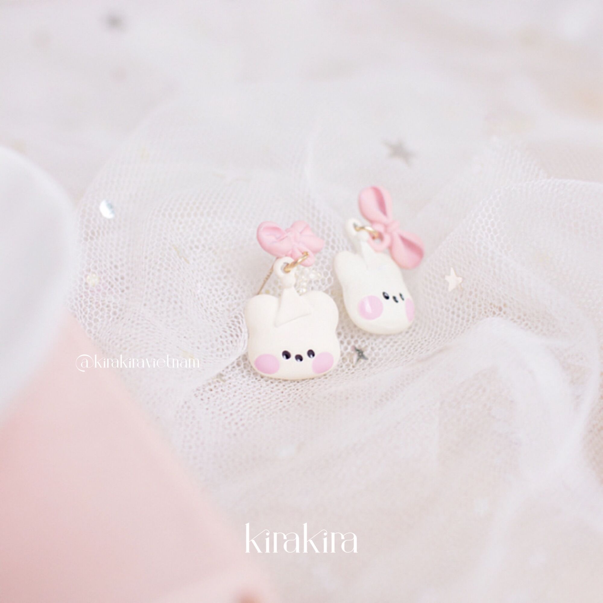 Bông tai khuyên tai hình gấu kèm nơ Chubby Teddy đáng yêu