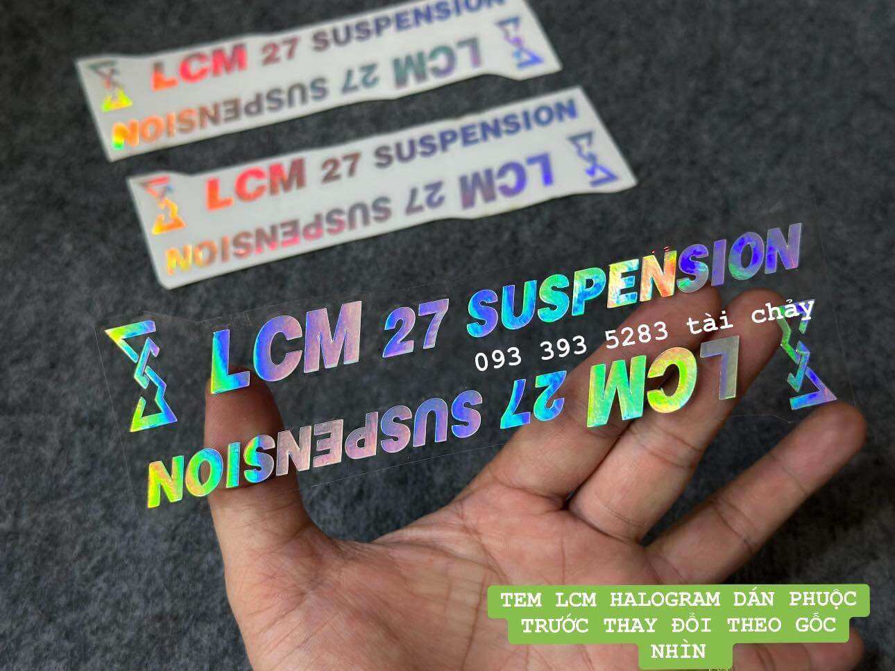Tem lcm nền halogram dán phuộc trước thay đổi màu theo gốc nhìn