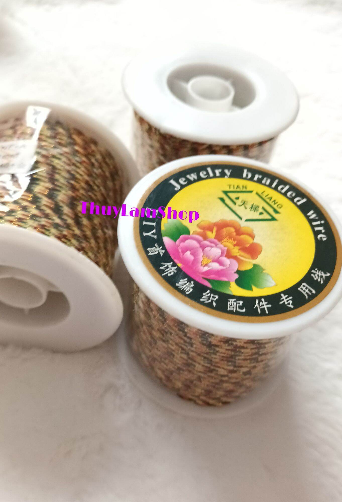 Cuộn dây ngũ sắc 1mm 100m dài, cuộn chỉ ngũ sắc làm vòng nhà phật