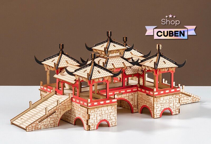 Đồ chơi lắp ráp 3D gỗ mô hình Lotus Bridge cắt laser
