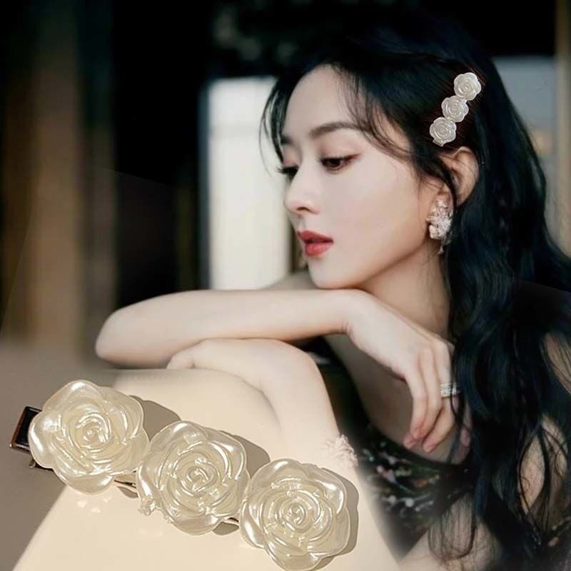 Kẹp tóc hoa hồng trắng thời trang cổ điển dễ thương