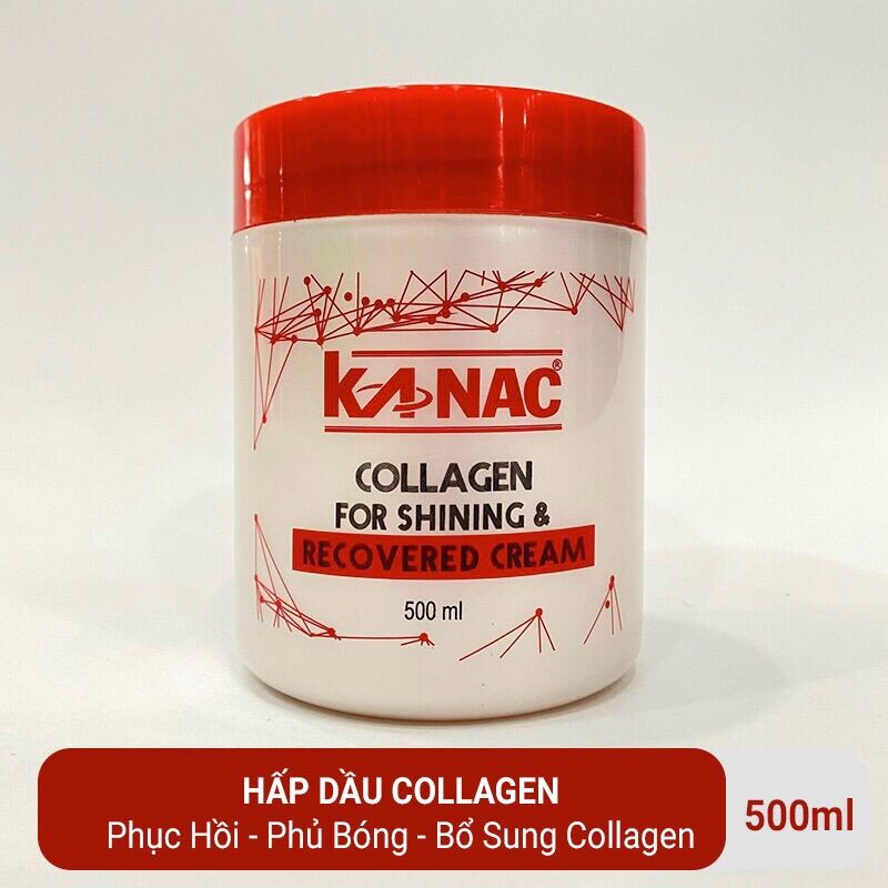 Hấp dầu collagen phục hồi- phủ bóng tóc- dưỡng tóc hư tổn Kanac đỏ 500ml- hấp dầu phục hồi lưu hương 48h