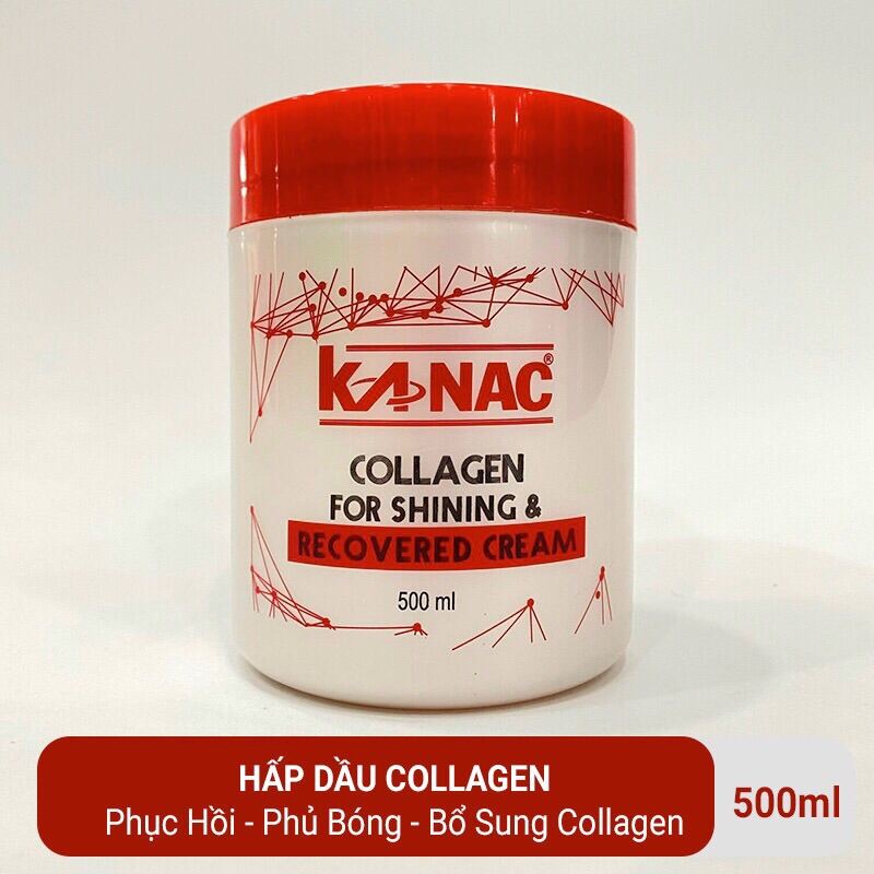 Hấp dầu collagen phục hồi- phủ bóng tóc- dưỡng tóc hư tổn Kanac đỏ 500ml