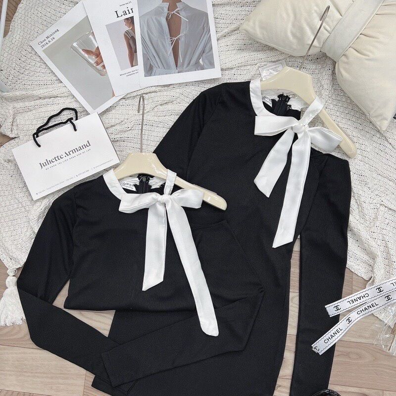 ĐẦM THUN GÂN PHỐI NƠ VAI BOONG STORE DPN1