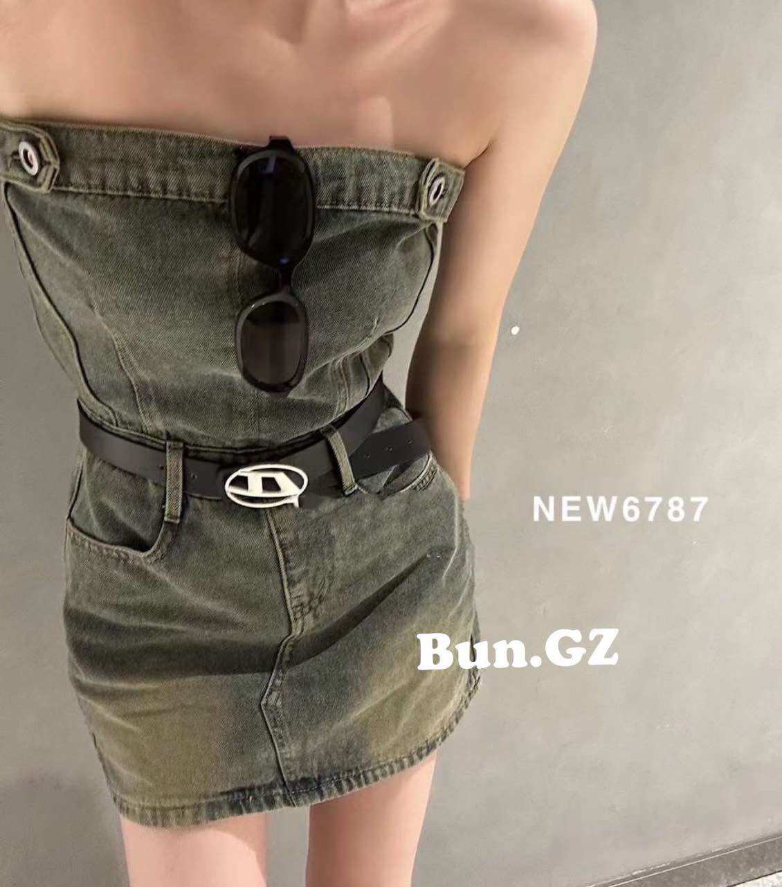 Váy đầm jeans quây kèm đai kh