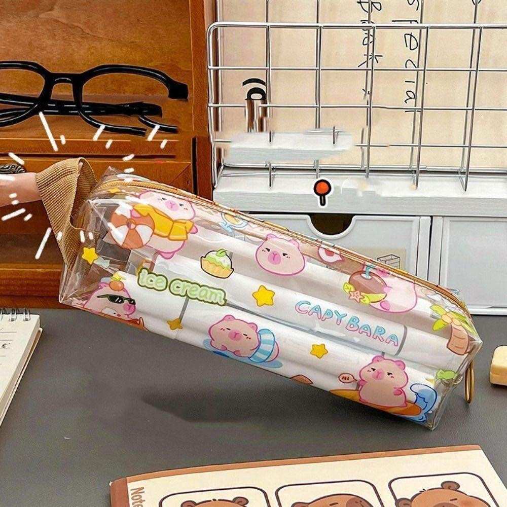 Bóp đựng bút viết hình capy bara trong suốt
