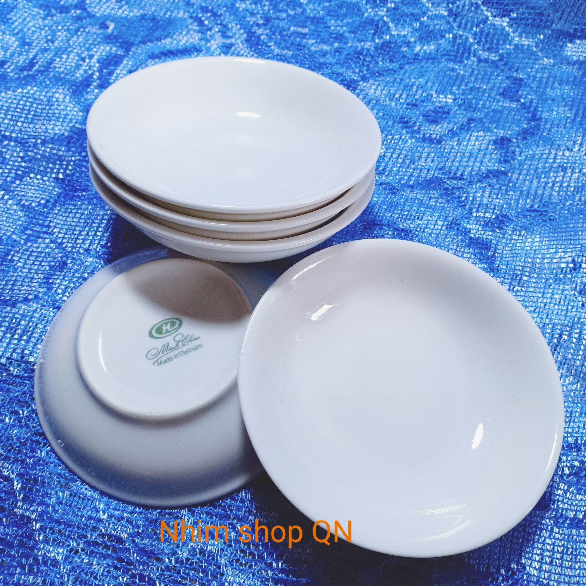 Đĩa tiêu, chén chấm sứ trắng cao cấp Minh Châu