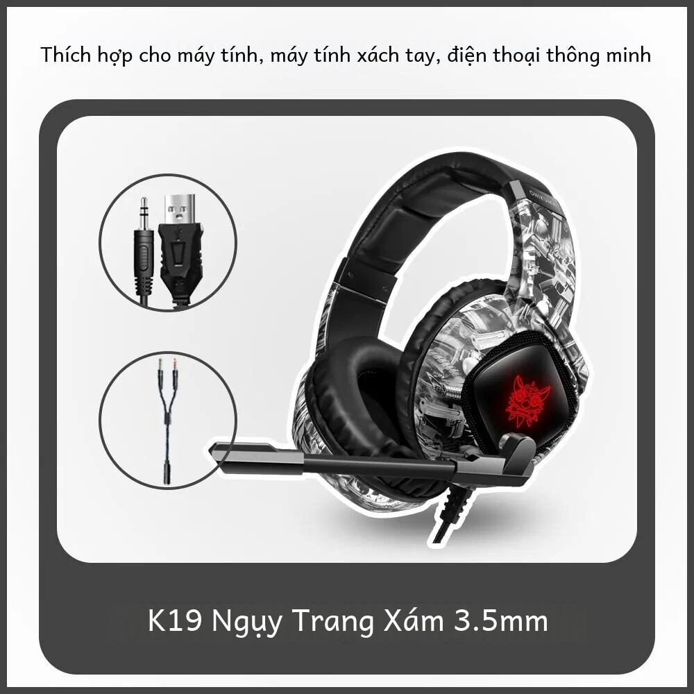 Onikuma K19 chơi game tai nghe Tai nghe có dây tiếng ồn hủy bỏ tai nghe stereo với Mic