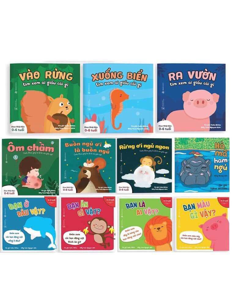 Combo 11 cuốn ehon âm thanh màu sắc - buồn như ơi là buồn ngủ - rừng ơi ngủ ngon