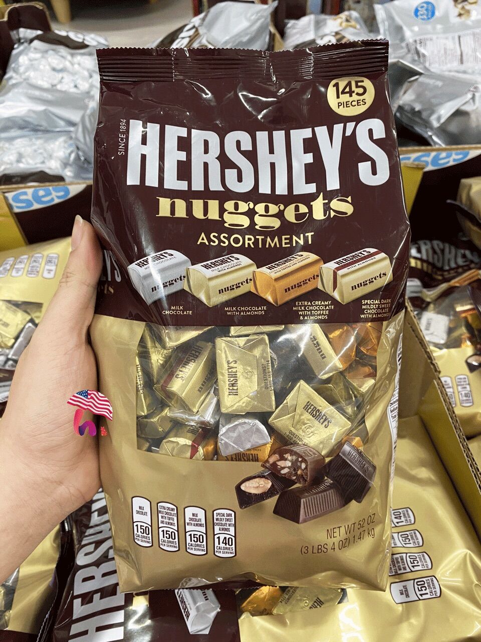 [HSD 08/2926) Socola HERSHEY NUGGETS ASSORTMENT 1.47kg 145 viên tù MỸ