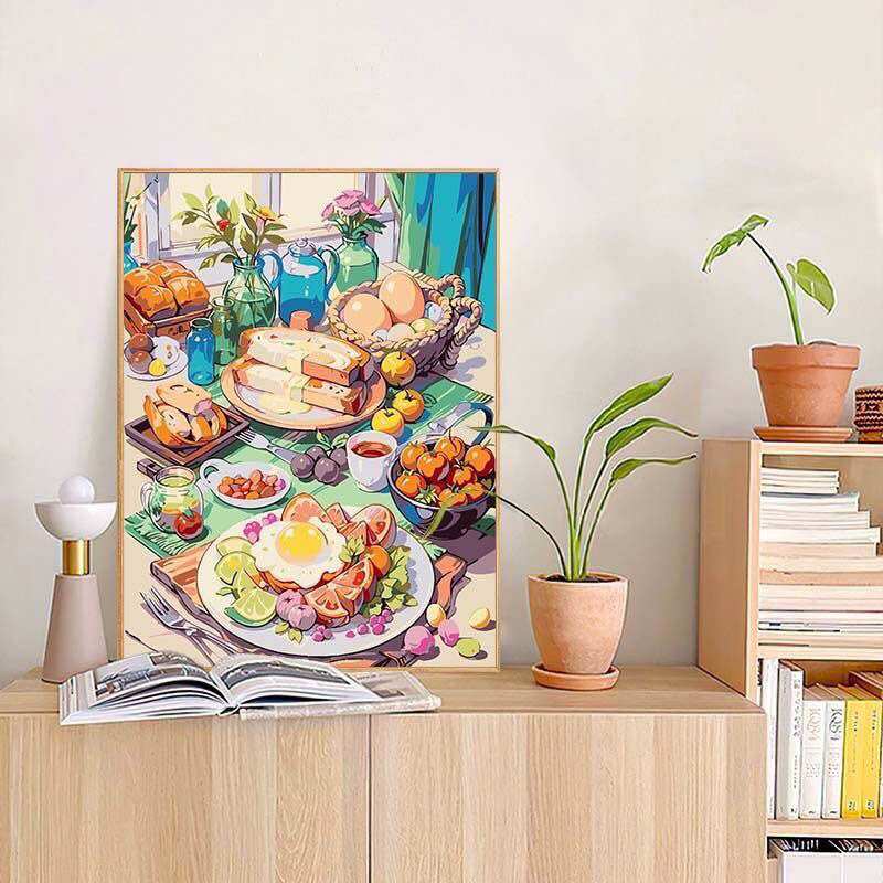 [SẴN] Tranh sơn dầu số hóa DIY khổ 40x50cm đã căng khung- Tranh bàn ăn