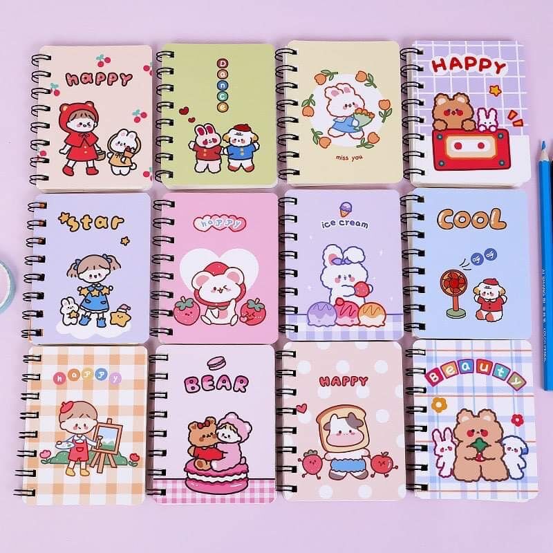 Combo sổ lò xo washi hộp bút