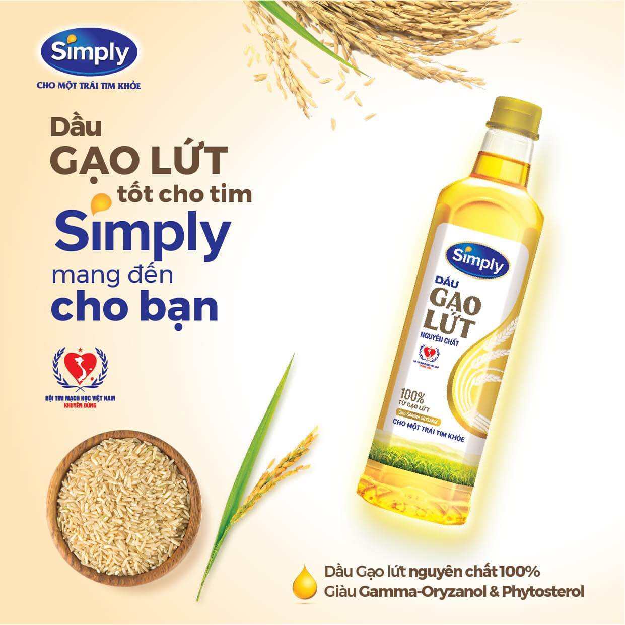 Dầu ăn SIMPLY GẠO LỨT & ĐẬU NÀNH tốt cho Tim Mạch