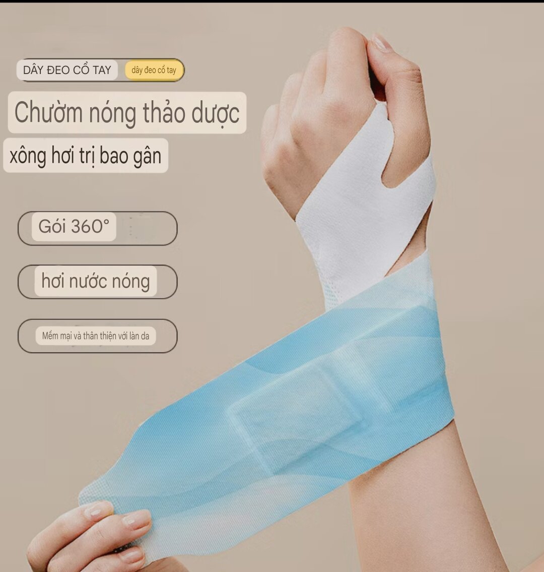 Miếng đệm thảo dược tự làm nóng vùng cổ tay - Miếng dán nhiệt ngải cứu, chườm nóng giảm đau gân cơ cổ tay