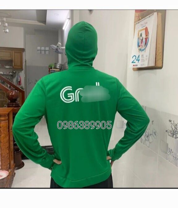 Áo khoác Grabb vải thun chống nắng ( size 50 _ 95 kg )