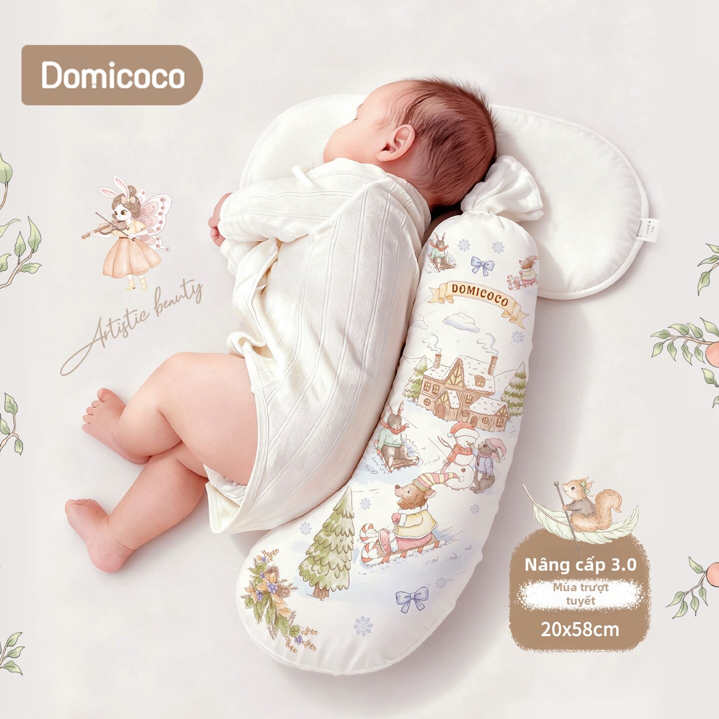 Domicoco | Gối Hỗ Trợ Ngủ Nằm Sideshow Hình Kẹo Dẻo Cho Bé