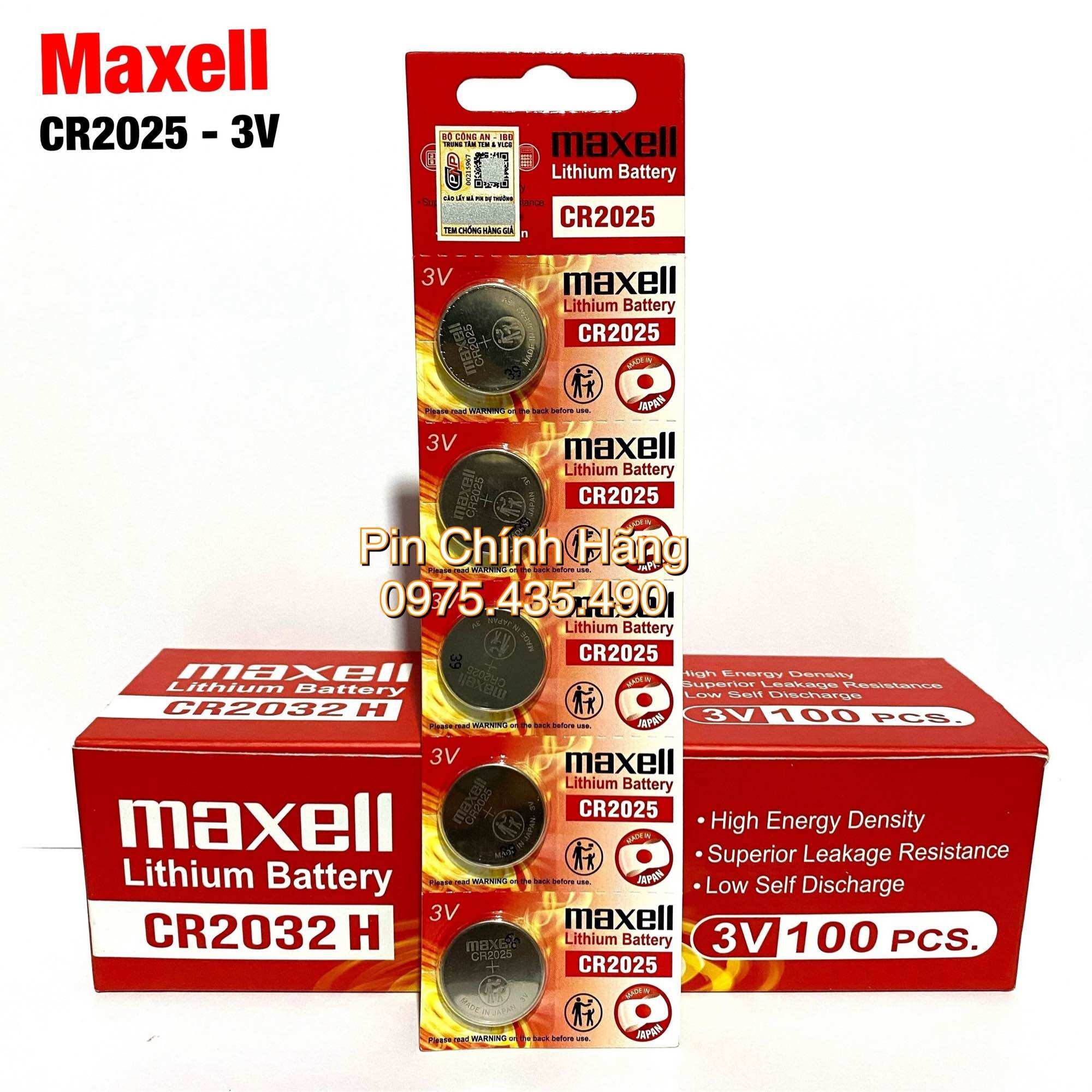 Pin CR2025 Maxell Lithium 3V Chính Hãng Vỉ 5 Viên Made in Japan