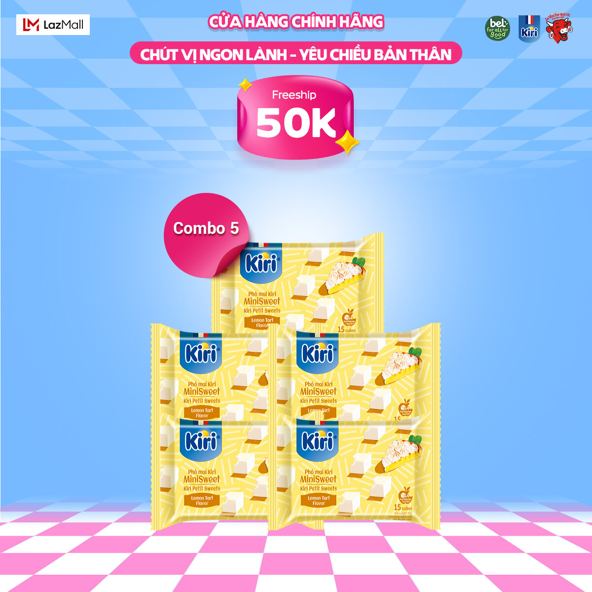 Combo 5 Phô mai Kiri vị chanh 15C 78g