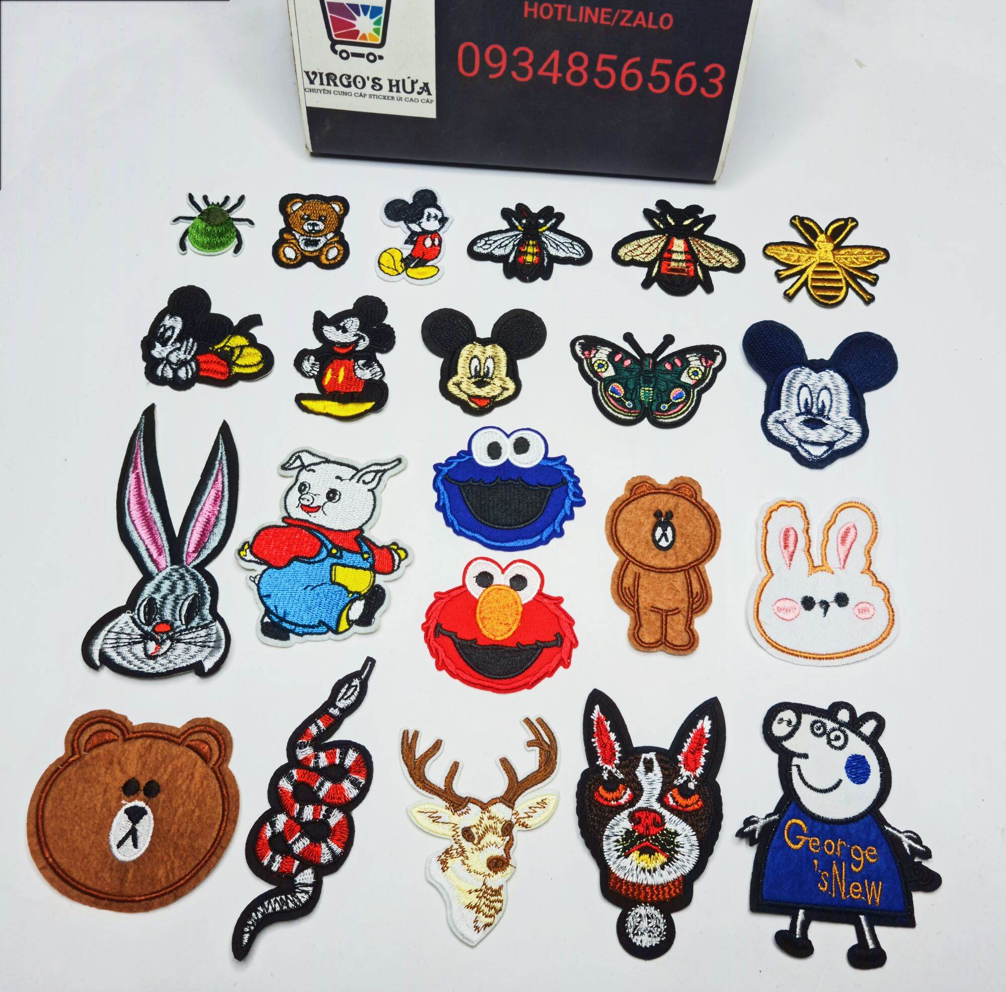Set 5 miếng thêu ủi động vật độc lạ dùng trang trí quần áo balo túi xách