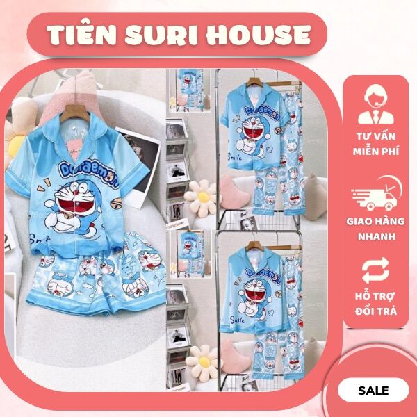 Pyjama Lụa Latin Thiết Kế Cao Cấp Booboo Doreamon
