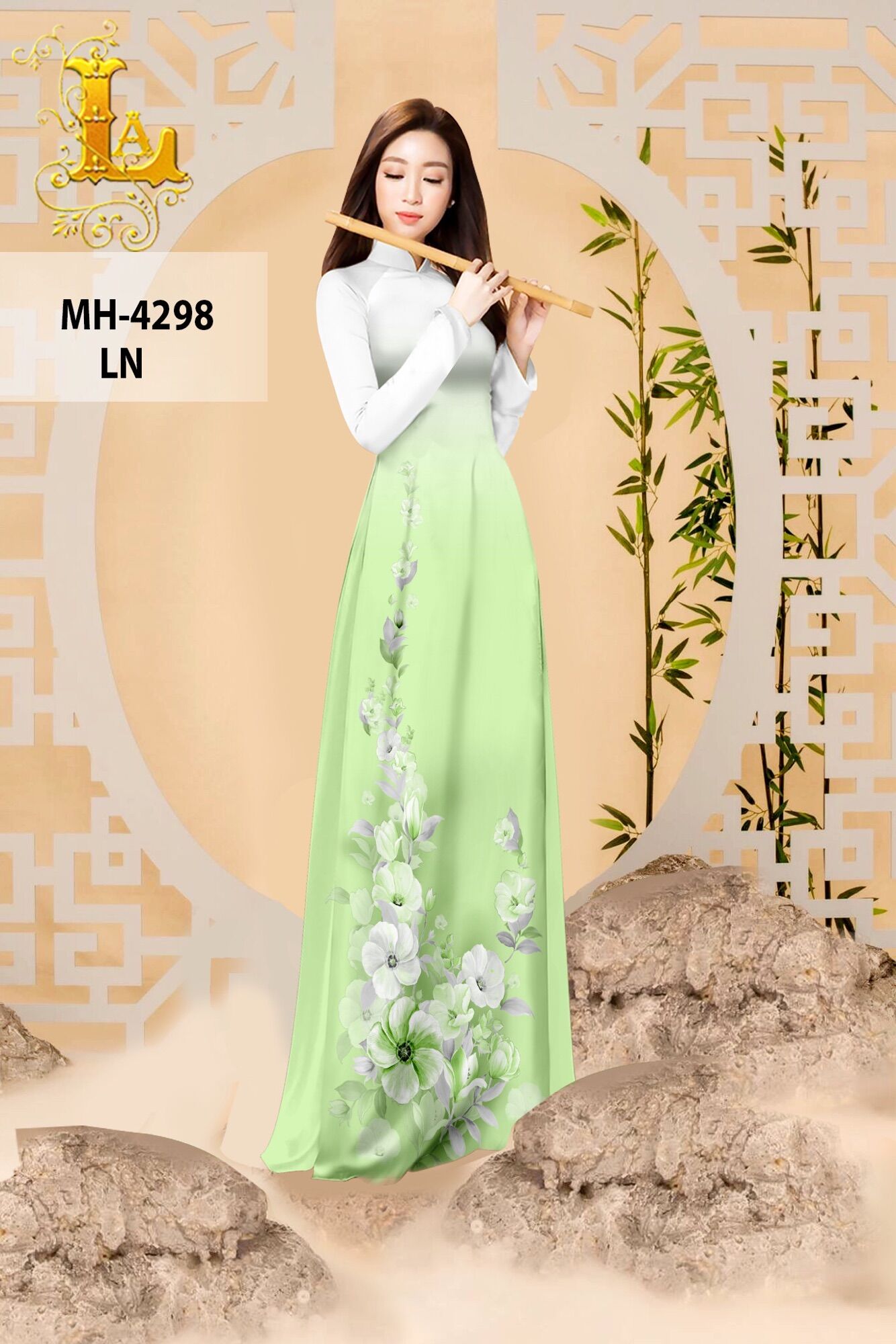 Vải áo dài in hoa 3D