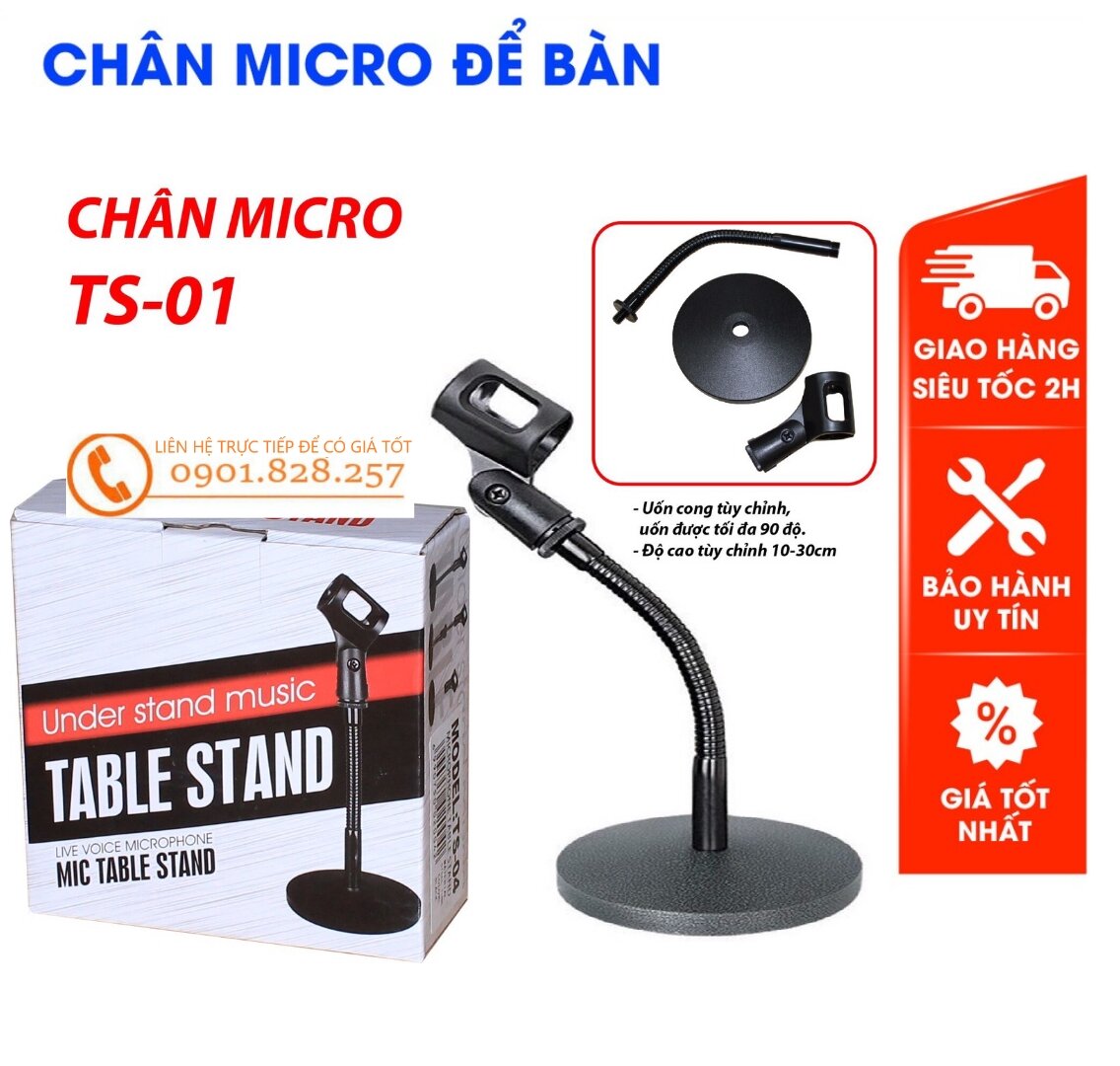 Chân micro để bàn TS-01 bằng kim loại dẻo, uốn cong dùng làm việc các cuộc họp, bài giảng, video trò chuyện - chân micro để bàn - chân micro TS01