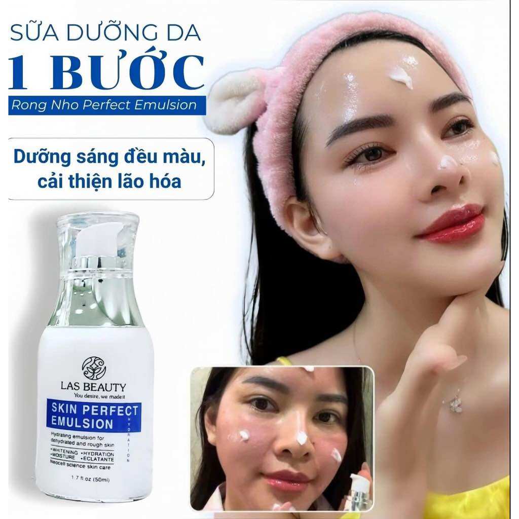 [Chính Hãng_Tặng Kèm 1 Vỉ Vitamin E] Kem sữa dưỡng truyền trắng rong nho Nhật Bản Las Beauty Skin Perfect Emulsion 50ml. Serum trắng da công nghệ nhật bản. Kem chống nắng the high 50ml. Sữa chống nắng.