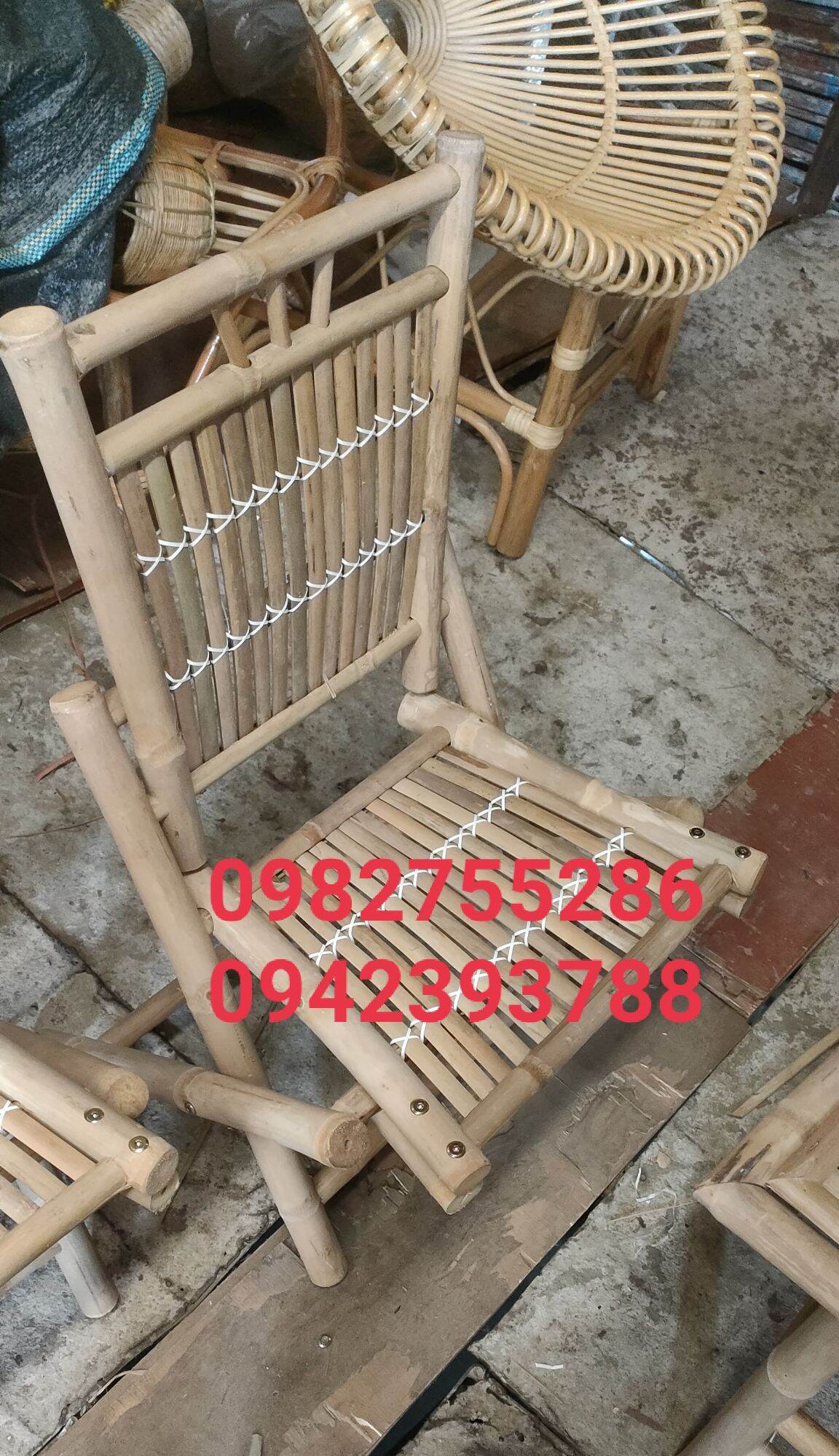 ghế tre xếp gọn, ghế xếp tre có tựa 36cm.