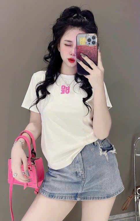 Áo thun cotton mịn love tay ngắn cổ tròn ôm body, thun co giãn, form baby tee - gunn