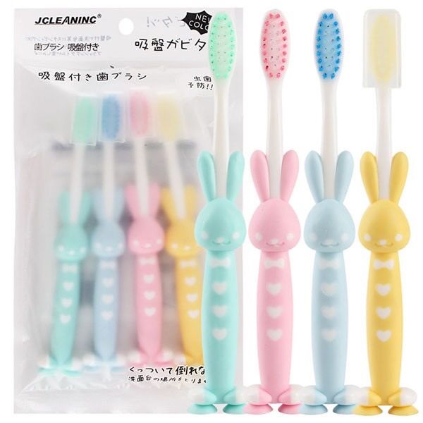 Set 4 bàn chải đánh răng hình thú cho bé, bàn chải đánh răng trẻ em nhật