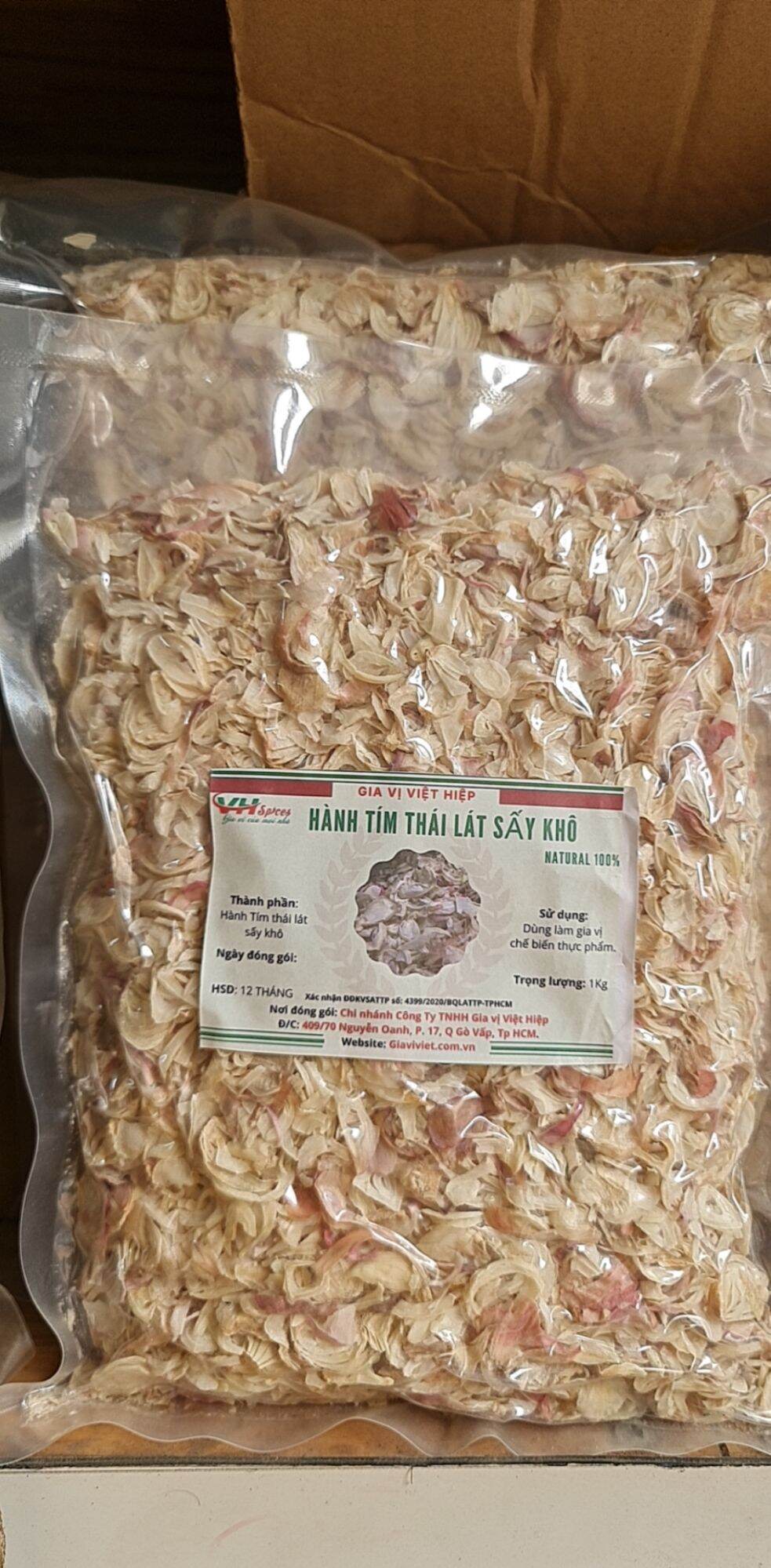 Hành tím thái lát sấy khô thơm túi 1kg việt hiệp