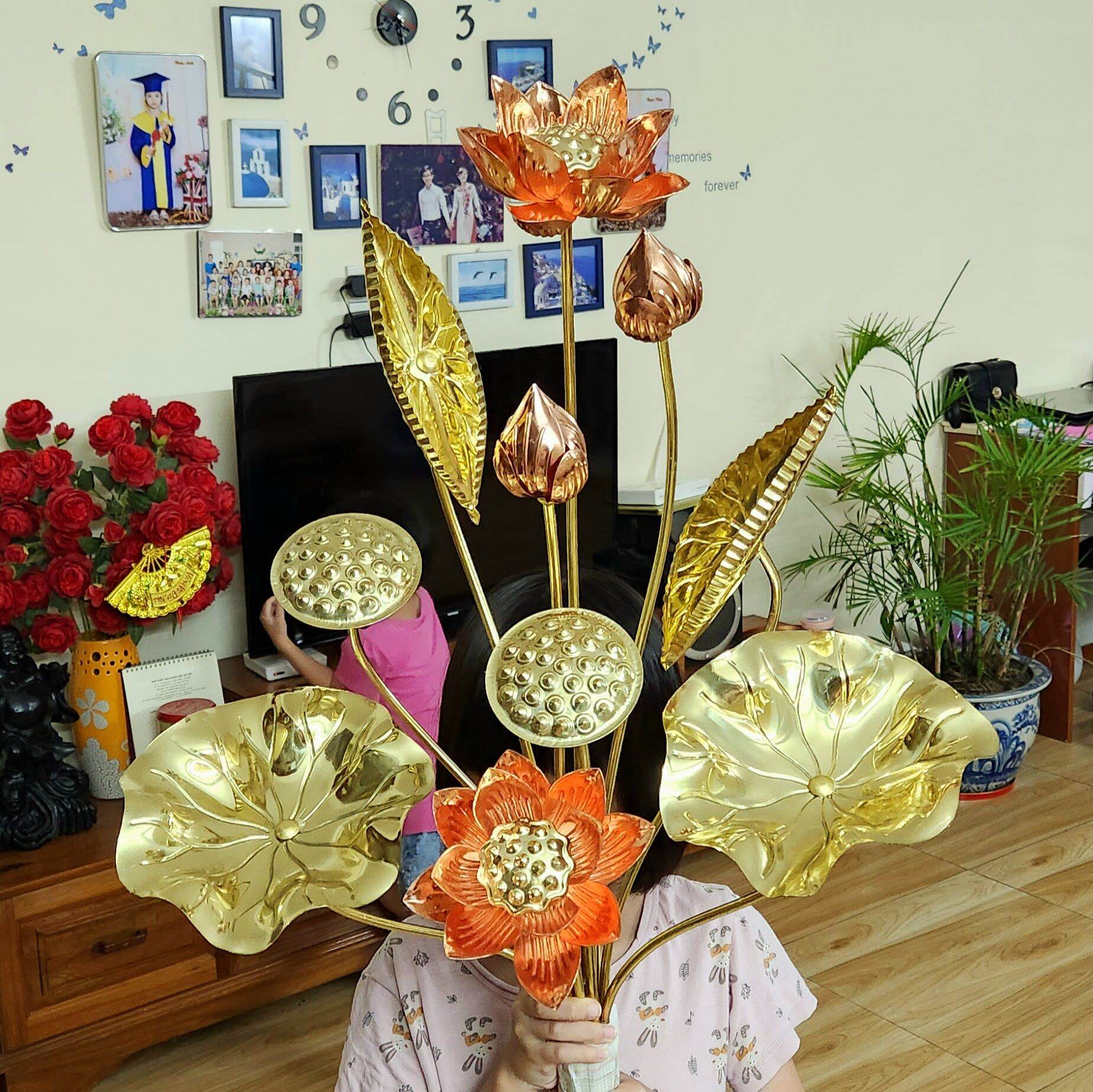 Bó hoa sen đồng vàng 10 cành kiểu