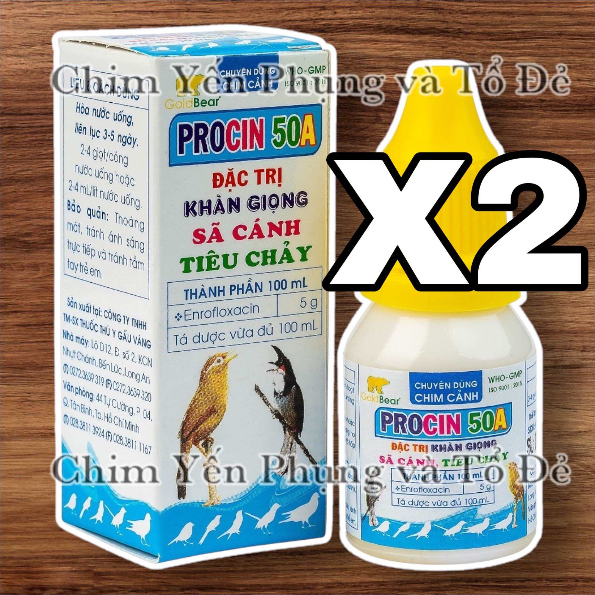 Combo 2 lọ Procin 50A chuyên tri khàn giọng sả cánh tiêu chảy trên Chim Cảnh