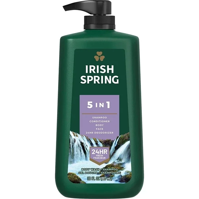 Sữa tắm, gội, xả, rửa mặt và khử mùi IRISH SPRING 5in1 của Mỹ chai 887ml
