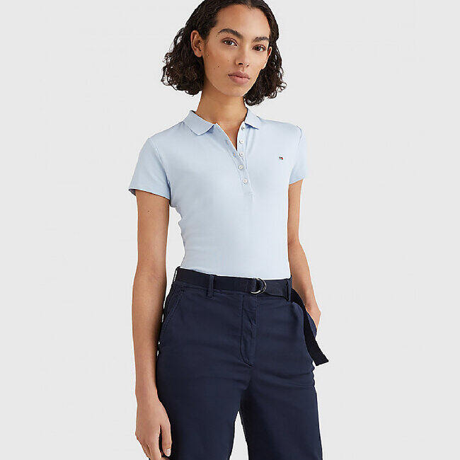 Tommy hilfiger - áo polo nữ tay ngắn slim fit ww0ww27947c1o