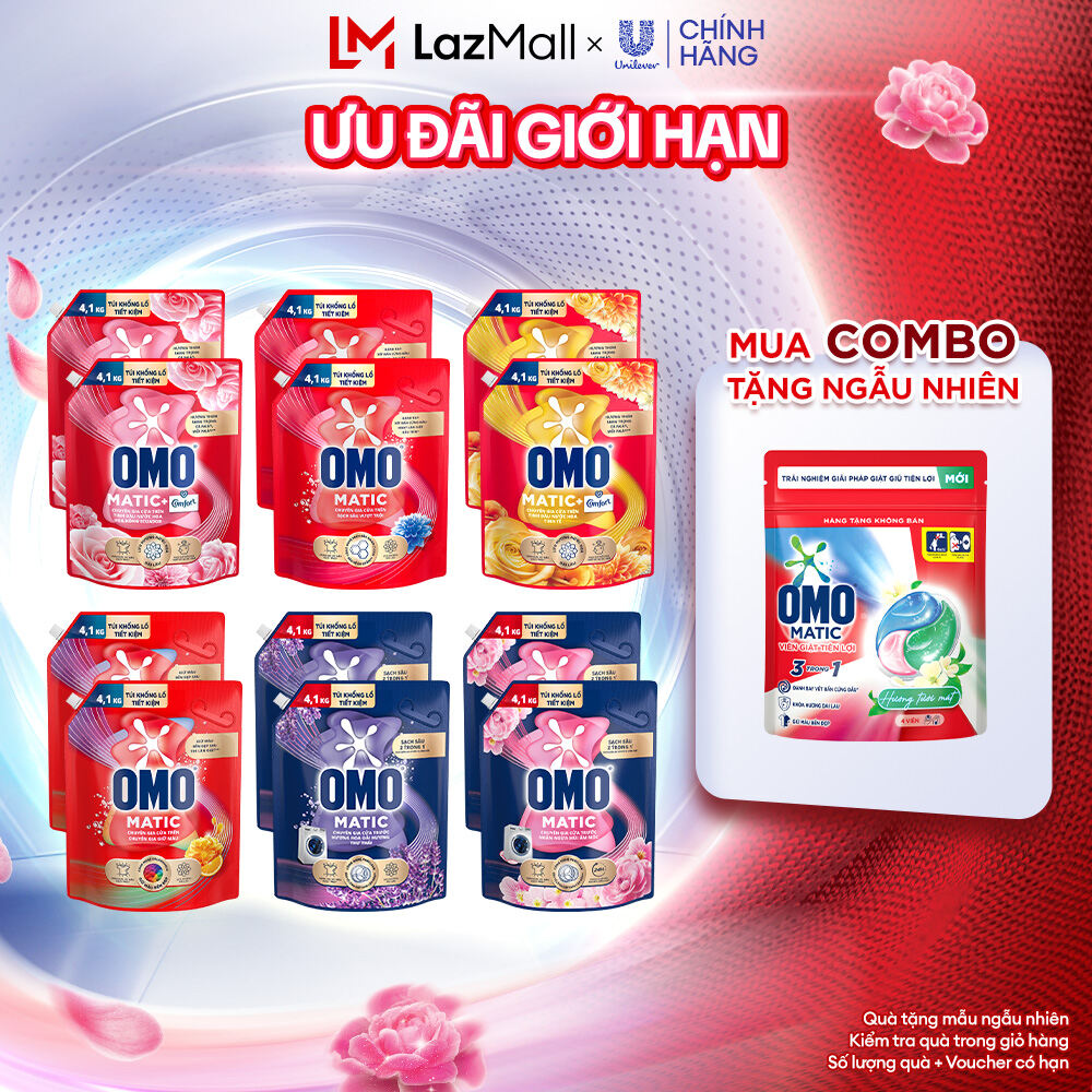 (Livestream) - Combo 2 túi nước giặt OMO Matic cửa trước 4.1kg/túi