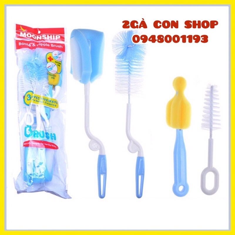 Bộ cọ rửa bình sữa cho bé sơ sinh 4 chi tiết