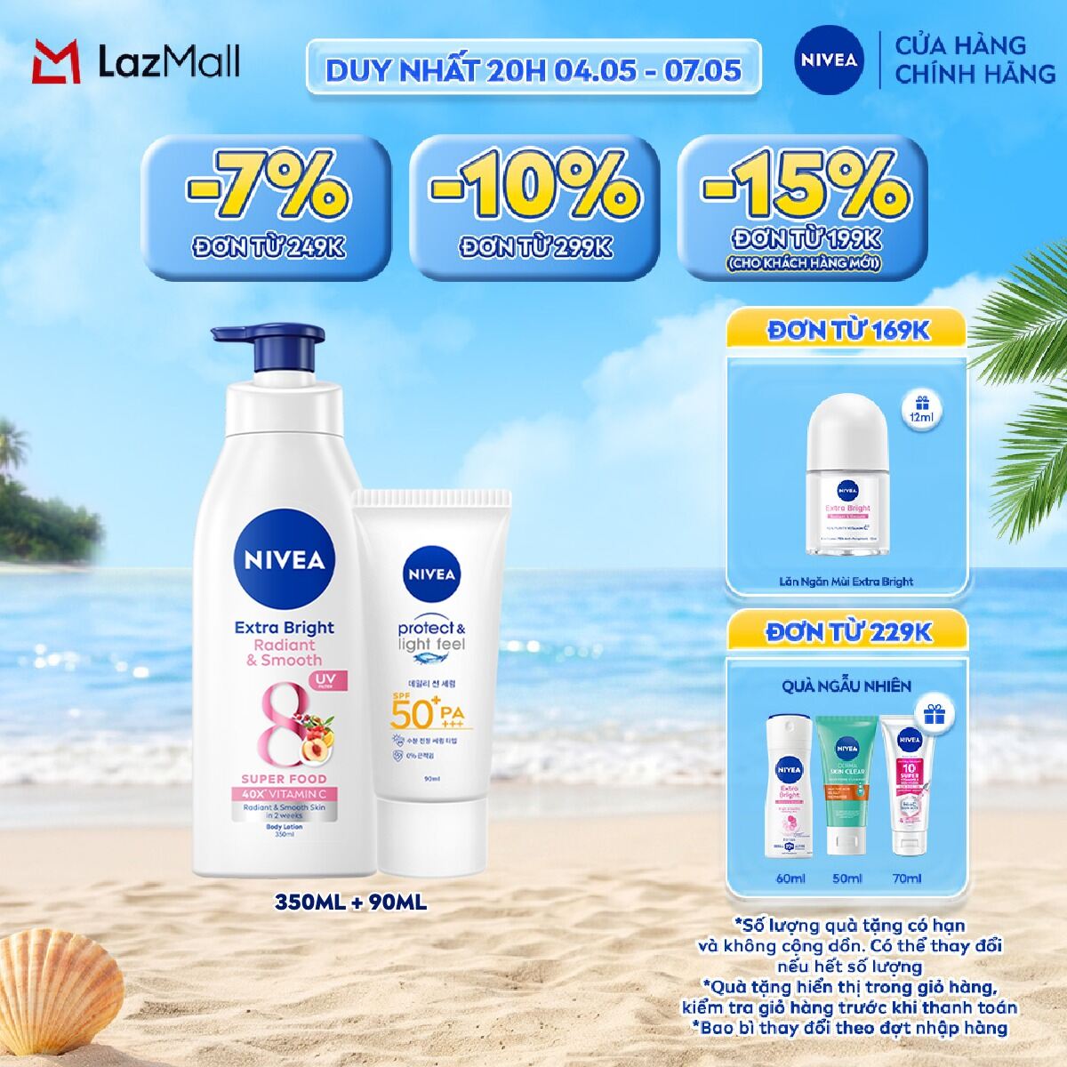[MUA LÀ CÓ QUÀ] Bộ Đôi Sữa Dưỡng Thể NIVEA 8 Super Fooods Dưỡng Sáng Da và Kem Chống Nắng NIVEA PROTECT  LIGHT FEEL SPF50+ PA+++ - 98413 + 86018