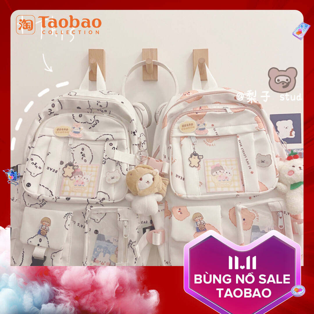 Ba Lô Đeo Hai Vai Học Sinh In Hình Gấu Nhỏ Hoạt Hình Học Đường Phong Cách Instagram Harajuku Cặp Sách Học Sinh Trung Học Cơ Sở Trái Tim Thiếu Nữ Dịu Dàng Nhật Hàn