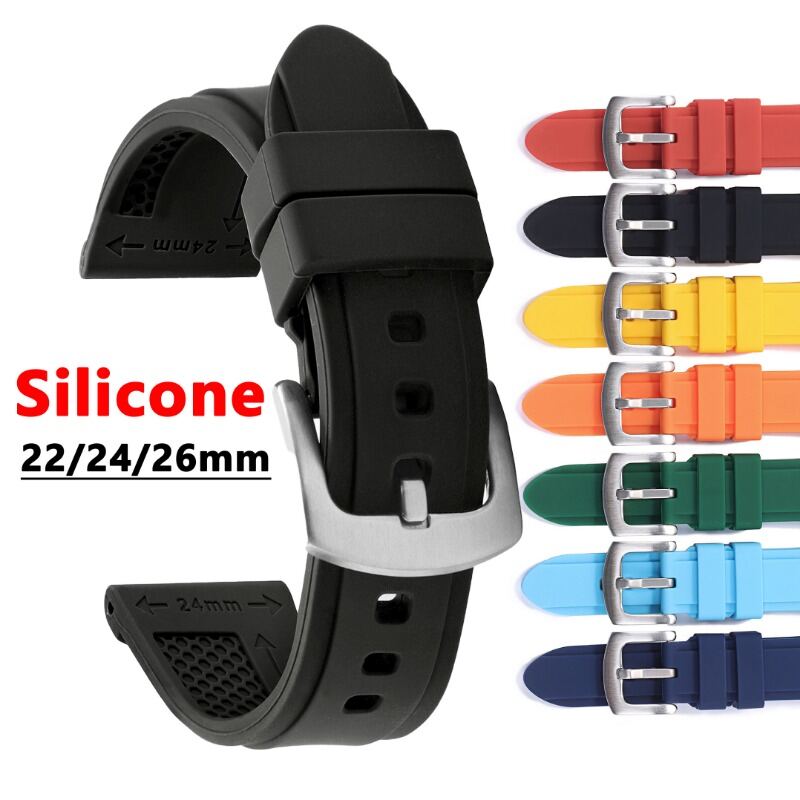 Dây đeo đồng hồ thể thao silicon chống thấm nước 22/24/26mm Cao su mềm tương thích với Seiko Omega Hauwei Gt2/3 Nam Nữ