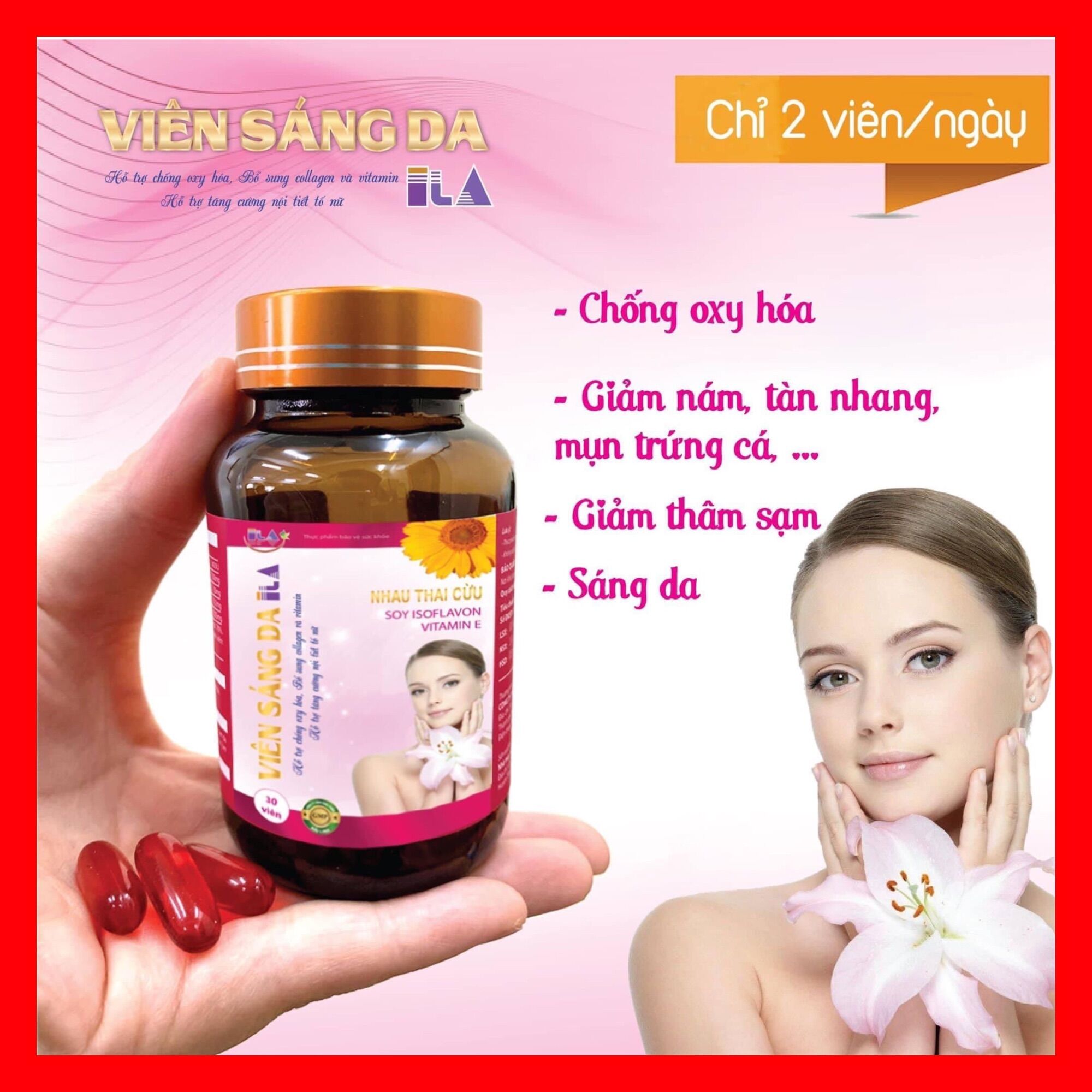 VIÊN SÁNG DA ILA Cân Bằng Nội Tiết Sáng Da Ngừa Mụn Nám Tàn NhangNgừa Lão Hoá  Giảm Bốc Hoả