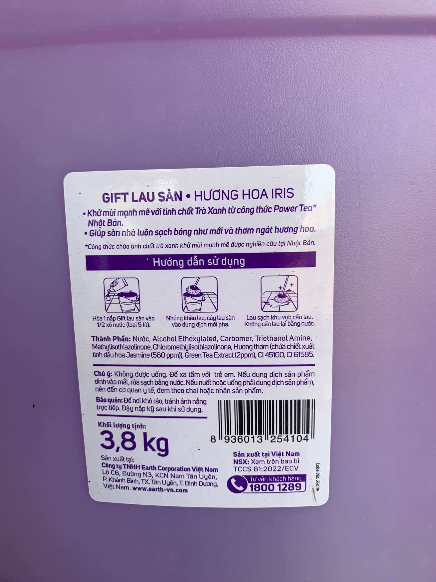 Nước lau sàn GIFT hương hoa Iris Can 3.8kg -