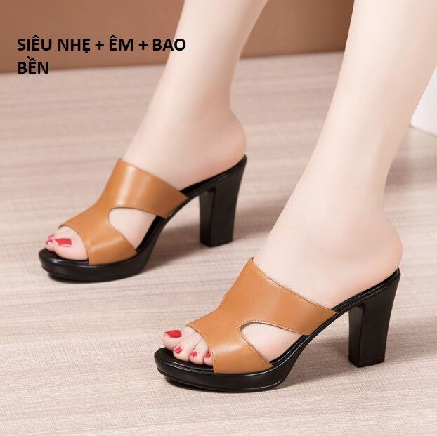 Dép cao gót đế vuông cao 7p giá 129k size 35—size 39
