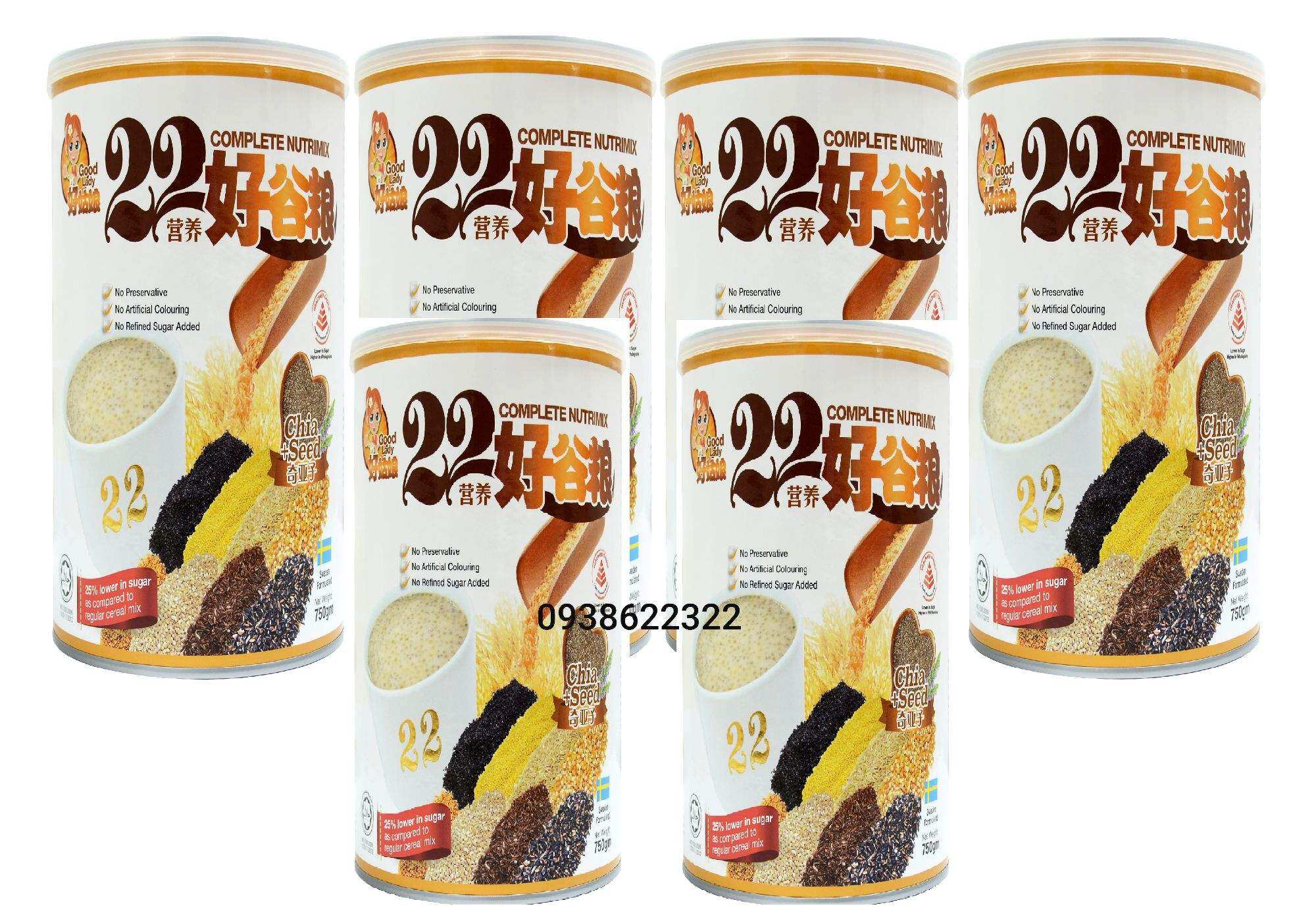 [COMBO 6 hộp] Bột ngũ cốc dinh dưỡng cao cấp 22 loại hạt 22 Complete Nutrimix Chia Seed 750g