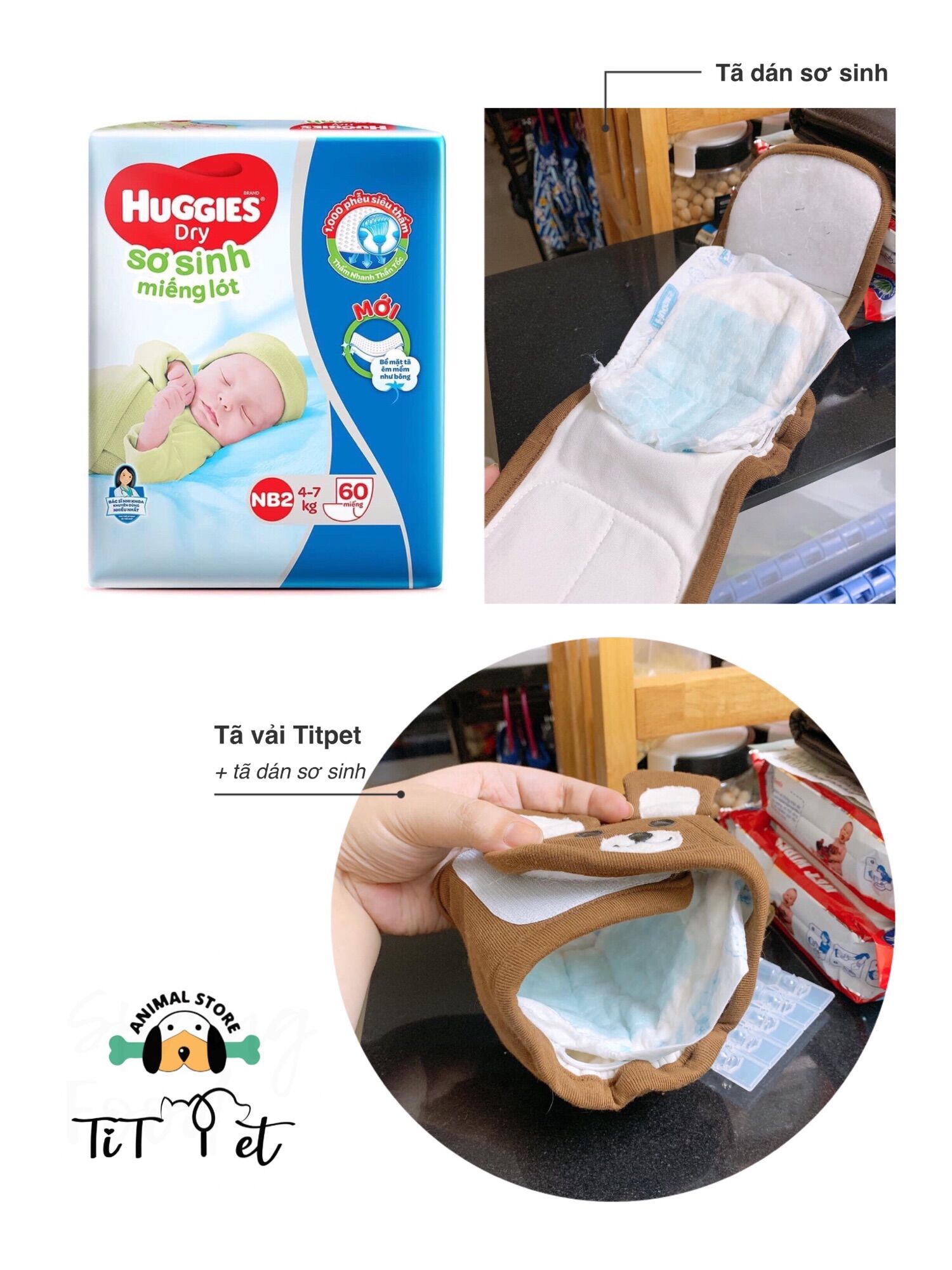 Miếng lót dán sơ sinh cho thú cưng mặc kèm tã,quần