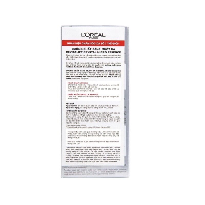 Dưỡng Chất Căng Mướt Da Loreal Revitalift Crystal Micro pEssence 65ml